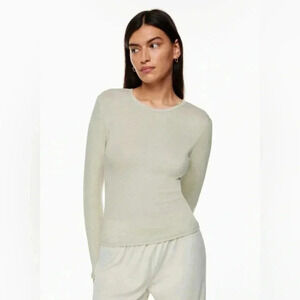Aritzia Babaton Verve Long Sleeve Crew-neck Lightweight Beige Top Size  2XL